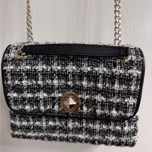 Kate Spade Black and White Tweed Shoulder Bag